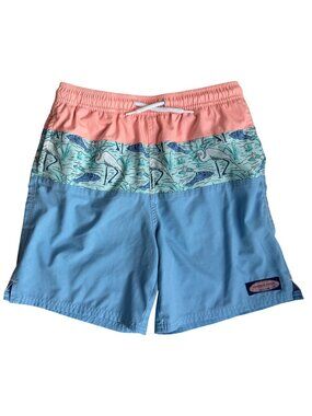 Vineyard Vines Boys Swim Shorts Size 16 Lined Trunks Blue / Peach